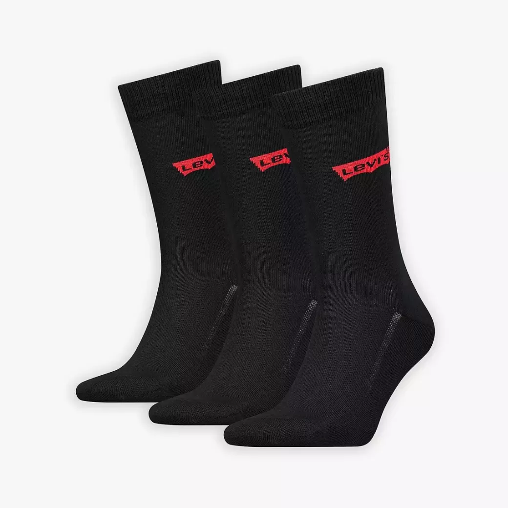 Levi's ® Normalhoga Strumpor Med Batwing-Logga I Atervunnen Bomull 3-Pack Outlet